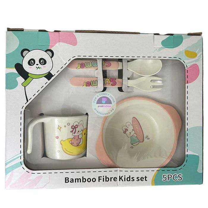 Детски Сервиз за Хранене 5 Части, От Бамбукови Фибри