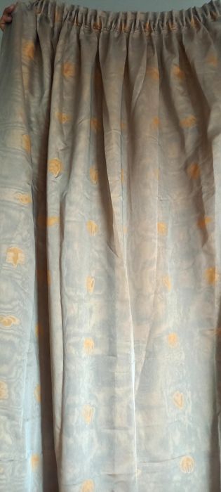 Vand 2 perdele organza gri silver patinat cu revers soft auriu