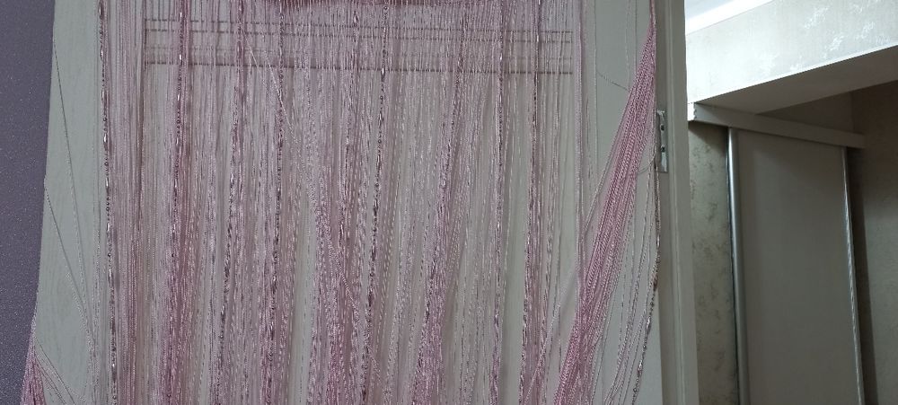 Тюль с бусинками