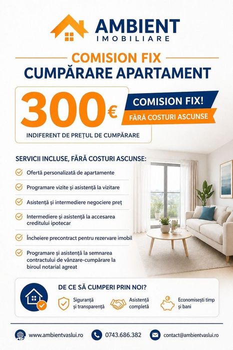 Apartament 3 camere, etaj 3, VASLUI - zona GARA;