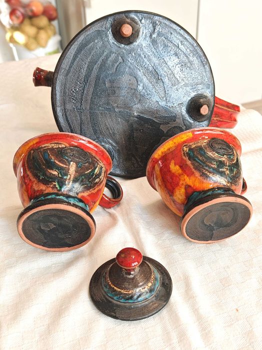 Разкошен Рядък Ръчна Изработка Чай/Кафе Сервиз hand made DANKO 1990те
