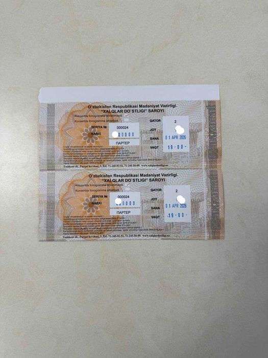 MILLION konsertiga 2 qator biletlar