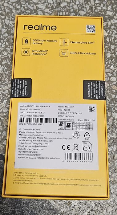 Realme Note 70T 128GB, черен