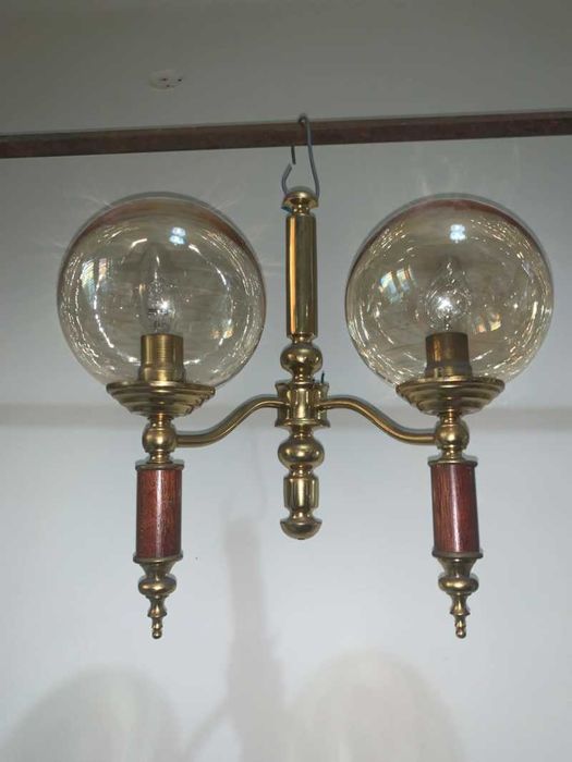 Candelabru cu noua brate si doua aplice de perete din alama