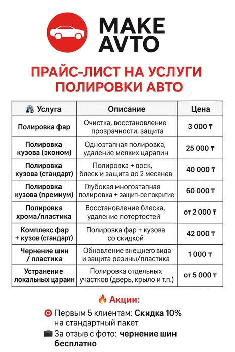 Полировка кузова авто