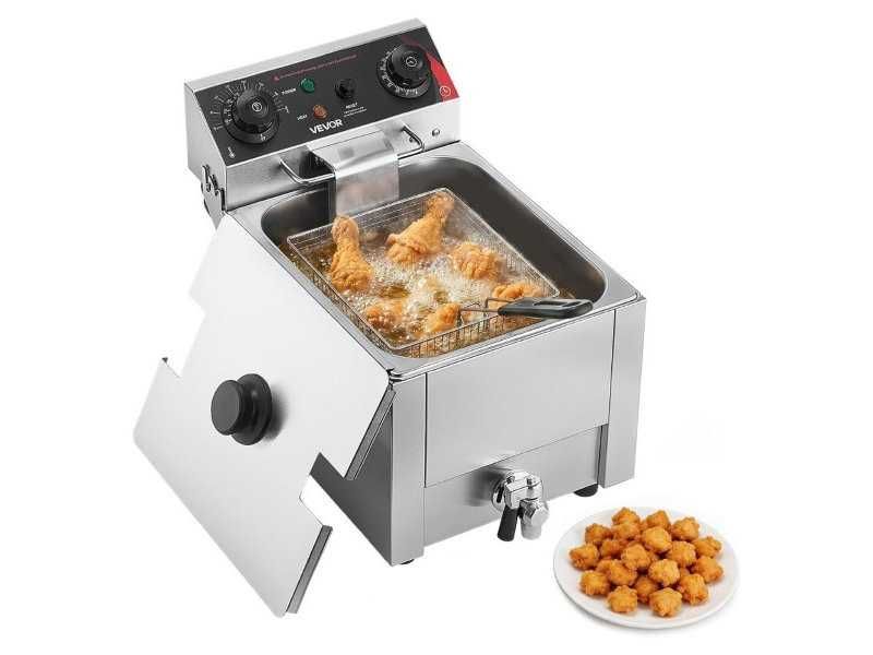 Професионален Електрически Фритюрник VEVOR SEF-101V - 2500W, 6.8л, Инокс