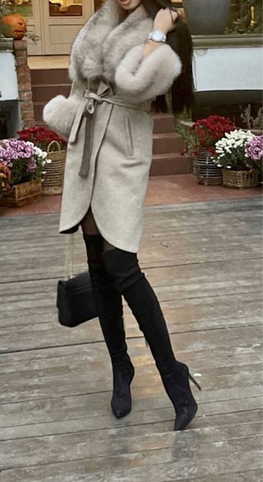 Palton Alpaca blana naturală