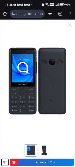 Telefon mobil varstnici TCLonetouch 4042s 4G, cu buton SOS, Gri inchis