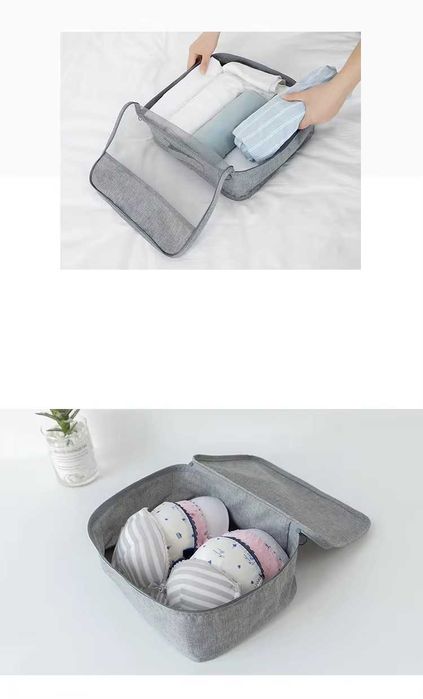 Set 7 Huse Organizare Bagaj || Accesorii Troler || Negru/Gri/Albastru