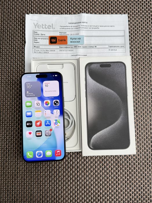 КАТО НОВ!/*ЛИЗИНГ*/ iPhone 15 Pro Max Black Titanium 256Gb 36М Гаранци