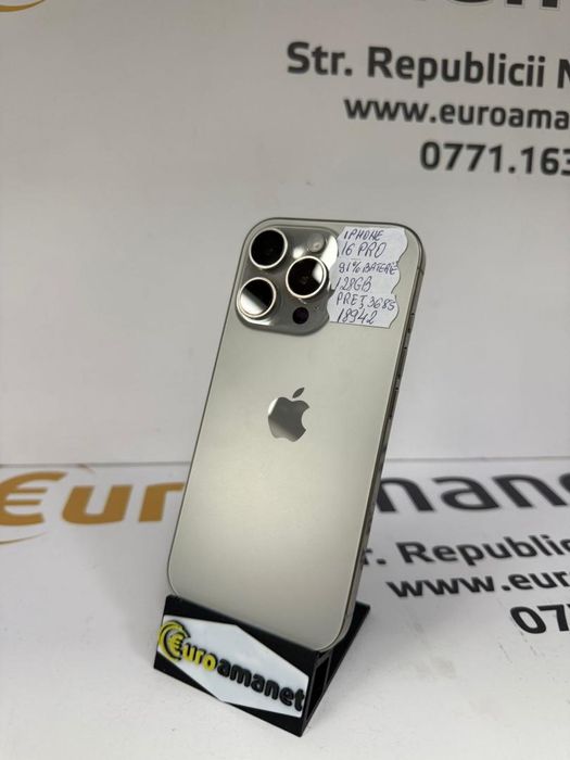 Telefon mobil Apple iPhone 16 Pro, 128 gb, 5G, Natural Titanium -G-