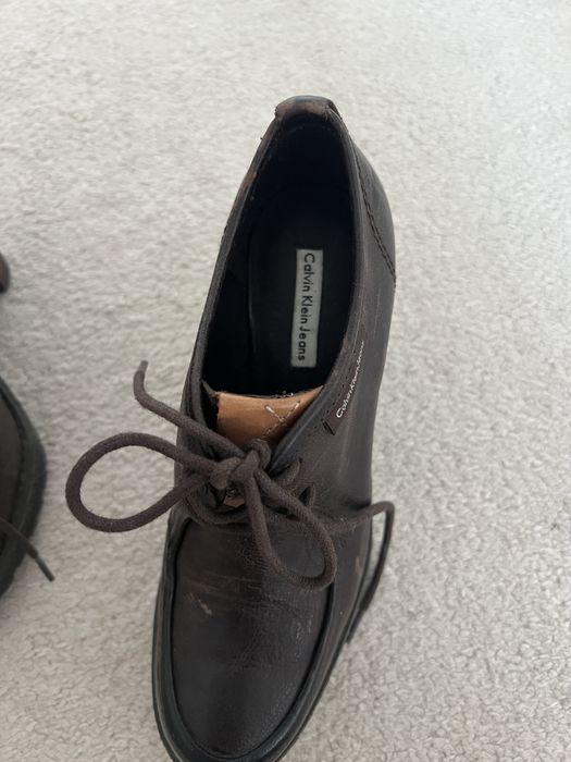 Botine cu toc din piele Calvin Klein marimea 36
