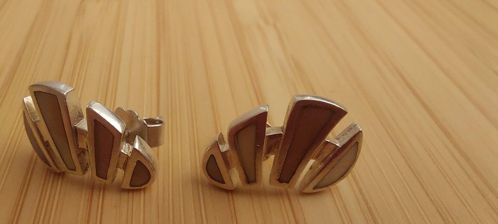 Сребърни обеци със седеф