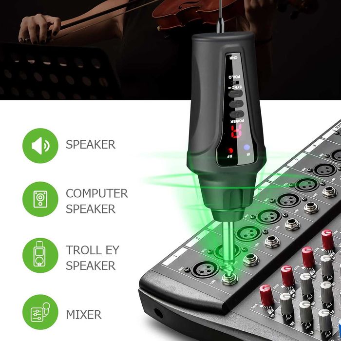Set Wireless Cardioid condensator microfon pentru Vioara și Viola ACEMIC VT-5 Violin & Alto Shure