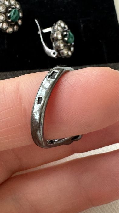 Малахит Серебро кольцо и серьги