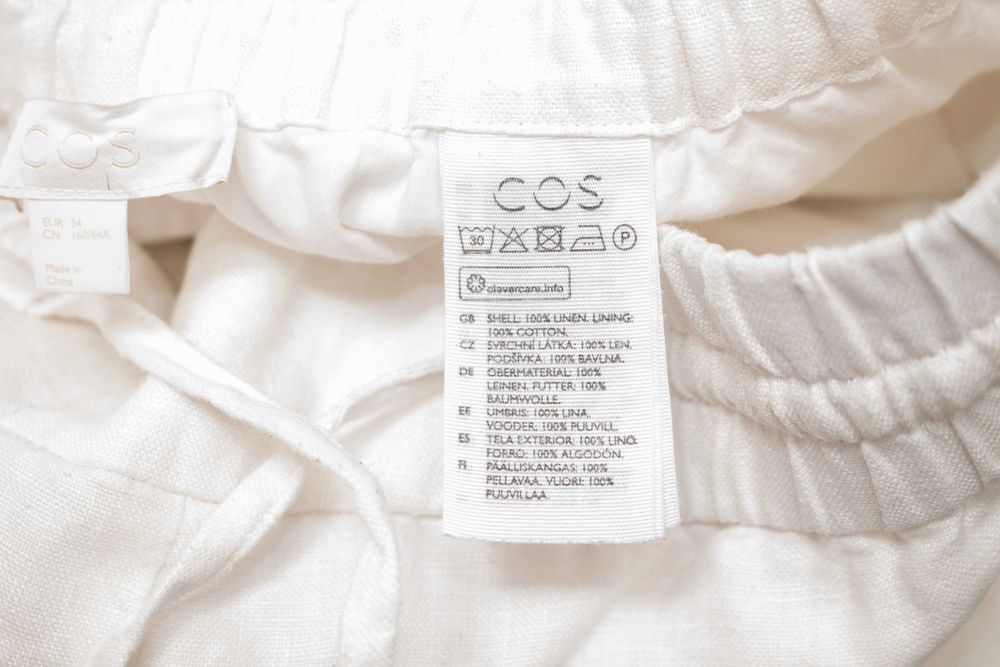 COS дамски ленен панталон бял relax fit 34