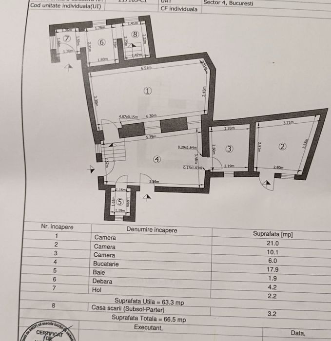 3 camere Unirii + 35 mp curte proprie ideal sediu firma