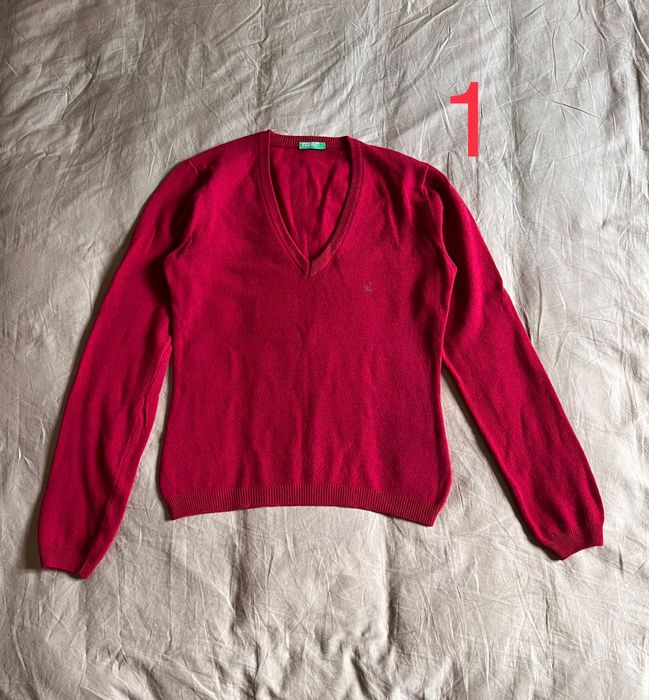 Benetton шерстяной свитер кардиган белый красный черный серый Бенетон