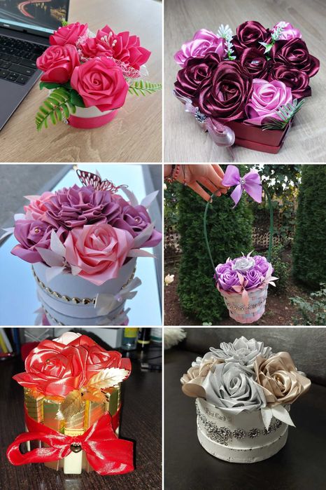 Buchete si aranjamente cu trandafiri din satin sau sapun