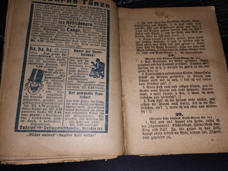 Köhlers Pocket Songbook used, 1912, немска