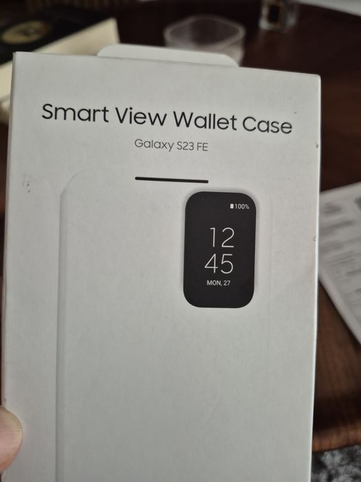 Husă albă, Samsung S23 FE smart view wallet, produs nou.