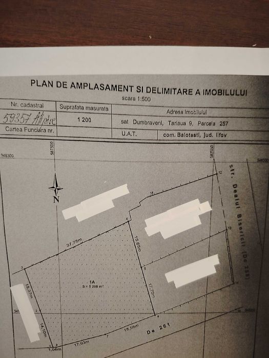 Vând teren intravilan Balotesti Ilfov 1200 mp
