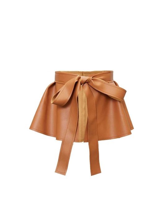 Centura imitatie piele gen peplum (volan) maro