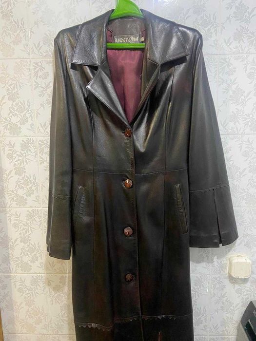 Кожаный  плащ женский (длинный)