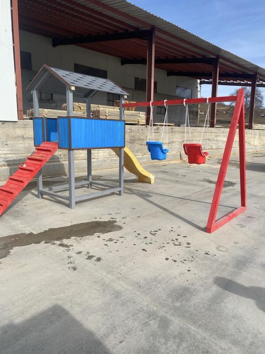 Детска катерушка, пързалка, люлка, пясъчник от дърво