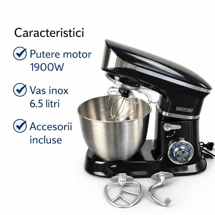 Mixer planetar profesional 1900W cu vas inox 6.5L