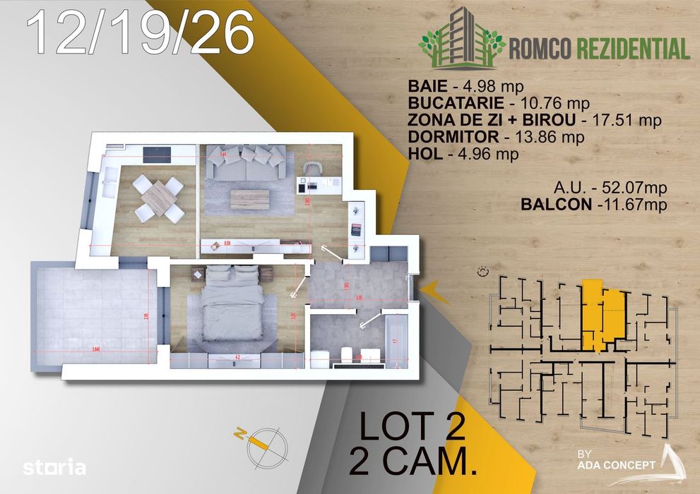 2 Camere / Romco Rezidential / Finalizat/ Comision 0%!