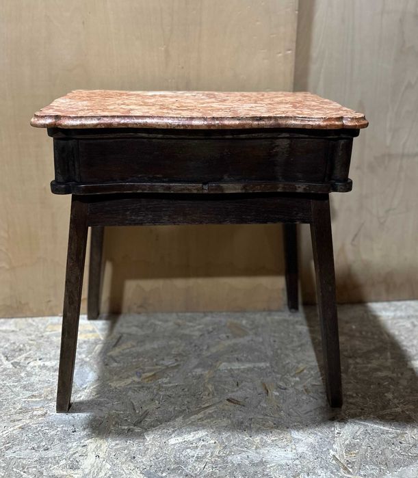Masuta Vintage Mid-Century din Lemn Masiv cu Blat de marmura 60x39 cm