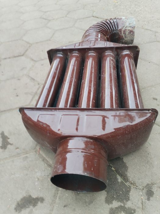 Burlan recuperator caldura, patrat, tabla emailata, 130 x 650 mm, maro