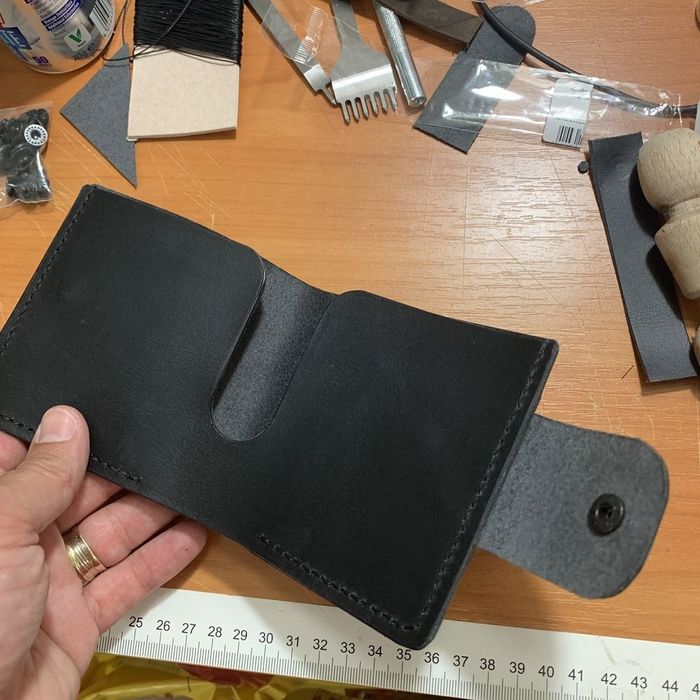 Кожен портфейл черен ръчно изработени