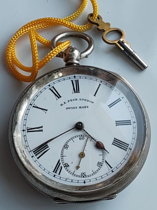 Ceas de buzunar H. E. Peck London Argint 935 Anii 1900 - 51 mm