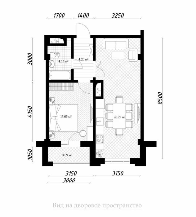 2-х комнатная квартира ЖК PARKENT AVENUE (коробка)