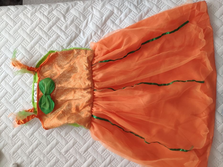 Costum fete Halloween dovleac 7-10 ani