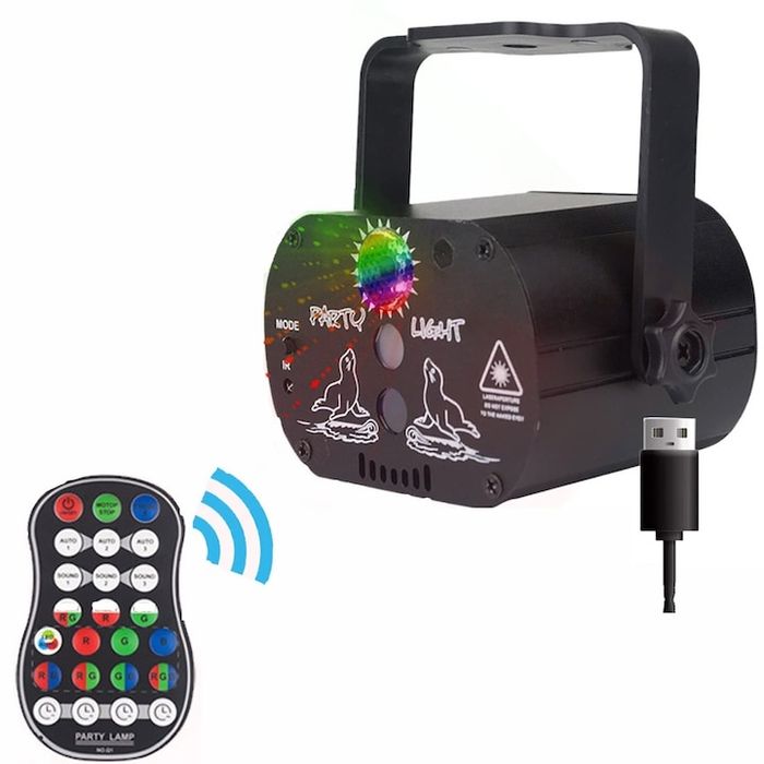 Proiector de lumini disco,RGB,60lumini discotelecomanda,75x90x60mm,nou
