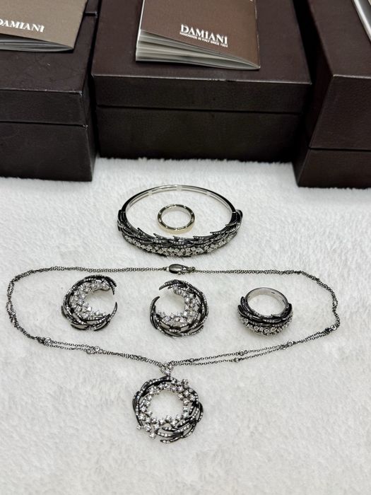 Set bijuterii DAMIANI original aur alb înegrit 18k cu diamante