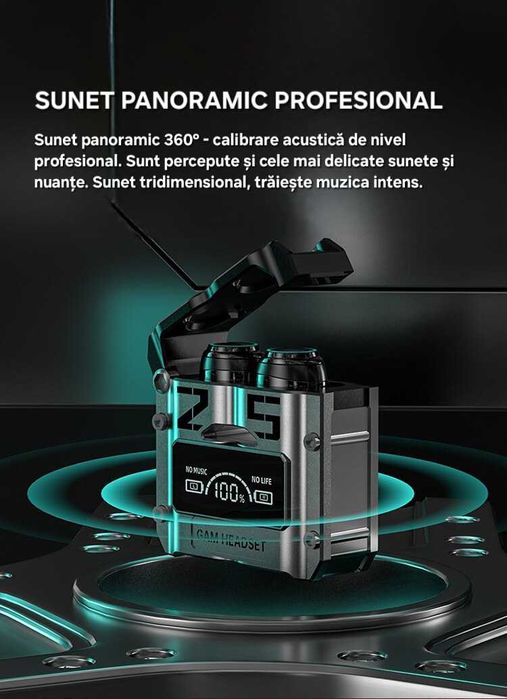 Căști TWS M25 cu Powebank 1200mAh.  Microfon. Muzică/gaming.Waterproof