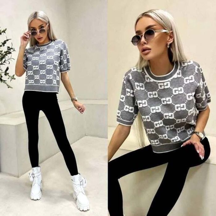 Блуза с къс ръкав GUCCI плетиво