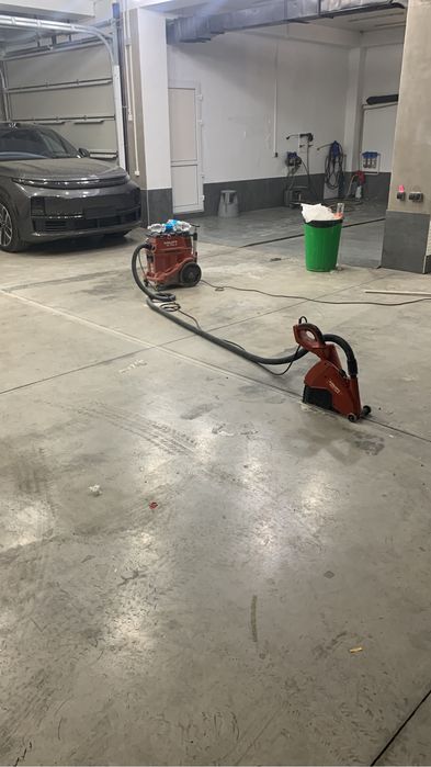 Резка бетона с пылесосом