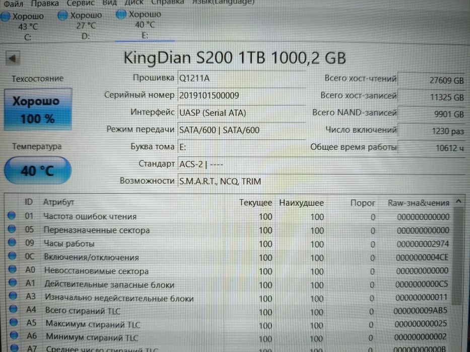 SSD 2.5 1 терабайт "KingDian"