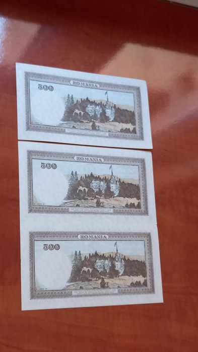 Vand lot 3 bancnote UNC,serie consecutiv,romanesti