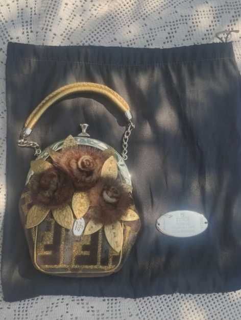 Fendi Selleria Velvet Mink Fur Flower Geanta