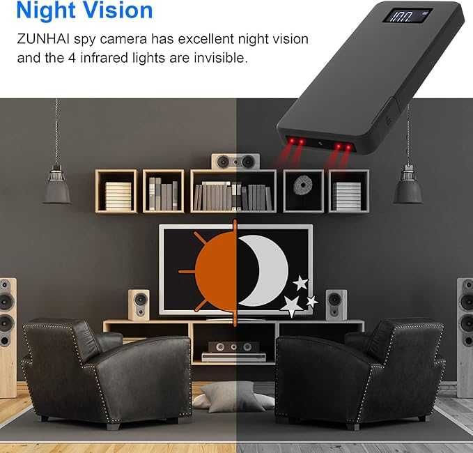 Шпионска камера скрита в батерия с нощно виждане, детекция на движение