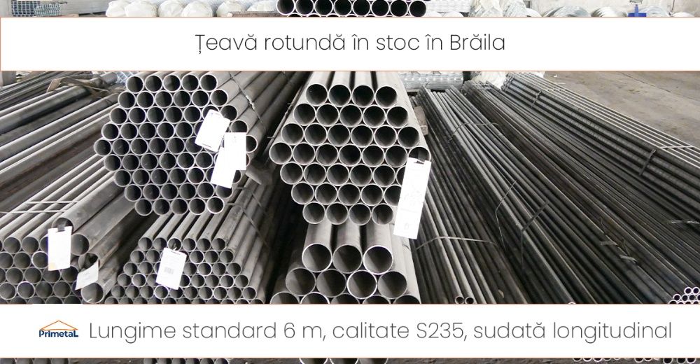 Teava rotunda .stalpi 2.5 m- livrare -pret de la 34 lei/6m