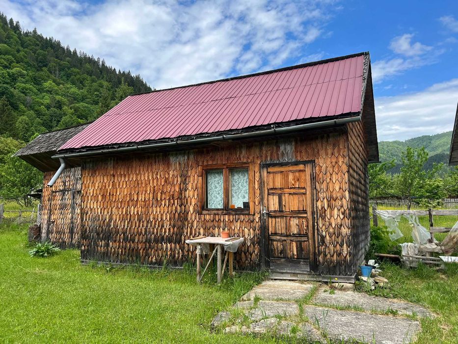 Teren la munte 2000 mp, 12m deschidere, Tarcău Neamț, Poiana Soarelui – casă din lemn neterminată, curent și livadă, la marginea pădurii - Vedere 5