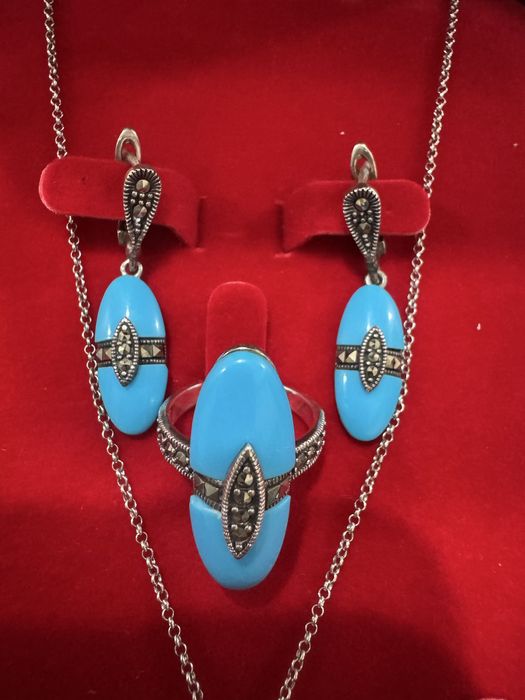 серебро с бирюзой комплект