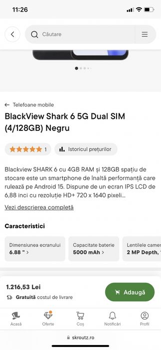 Blackview SHARK 6 cu 4GB RAM și 128GB